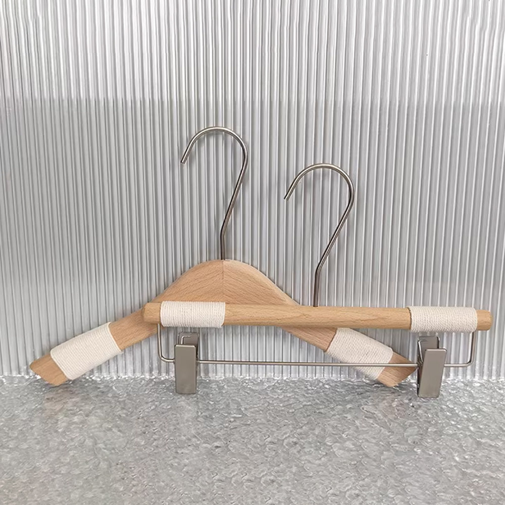 Non-Slip Beech Wood Hangers with Clips for Boutique Custom Logo Available