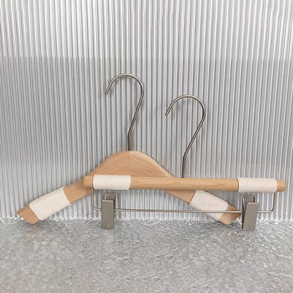 Non-Slip Beech Wood Hangers with Clips for Boutique Custom Logo Available