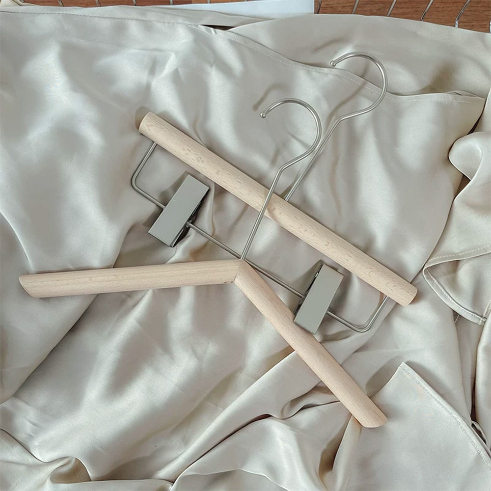 Kids Beech Wood Hangers with Rope | Natural Wooden Children's Clothes & Pants Hanger