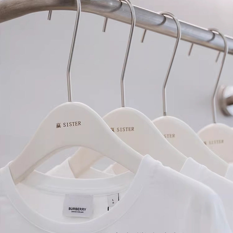 Luxury White Wood Hangers Set - Hotel Grade Clothing Hangers for Dresses Coats | thegarmenthanger