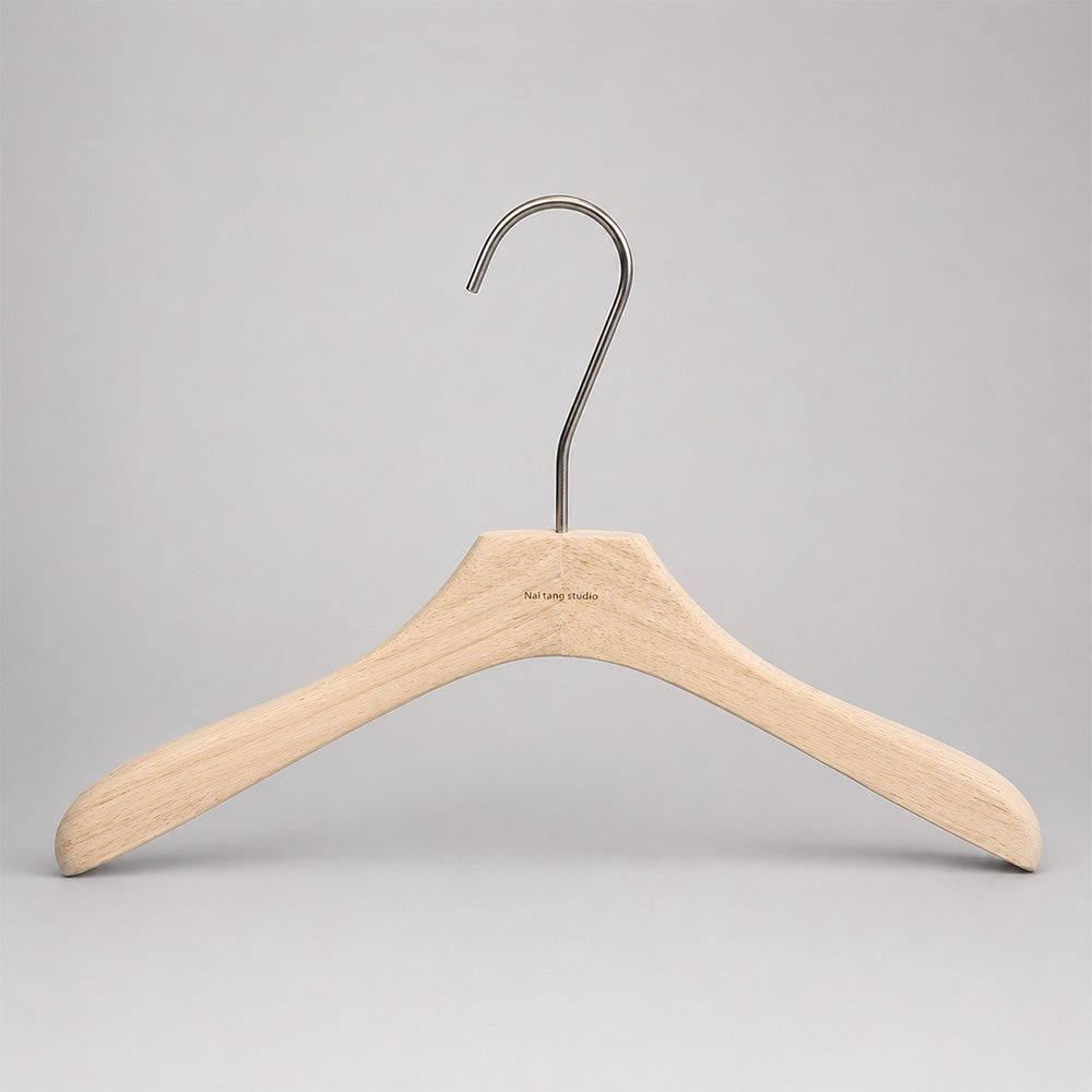Natural Oak Wooden Suit & Pants Hangers with Clips | Custom Logo