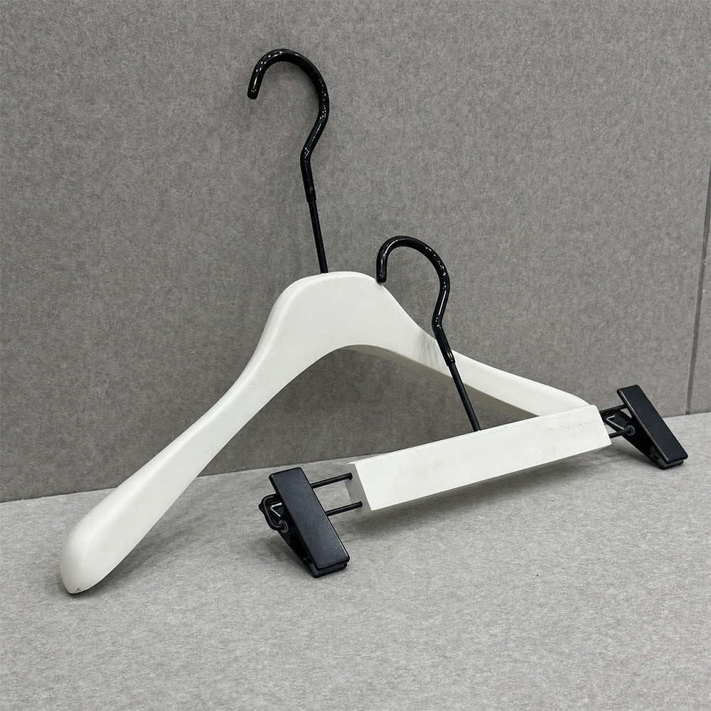 Cream White Wooden Hangers for Women & Adjustable Pants Hangers