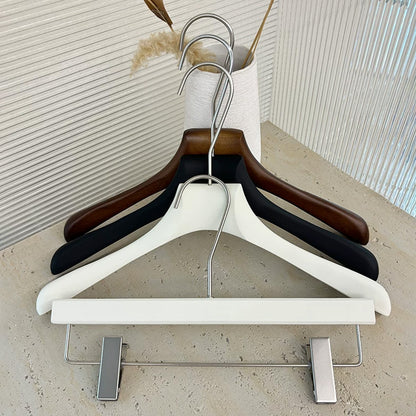 Solid Oak Wooden Hangers for Women with Adjustable Clips & 360° Swivel Hook