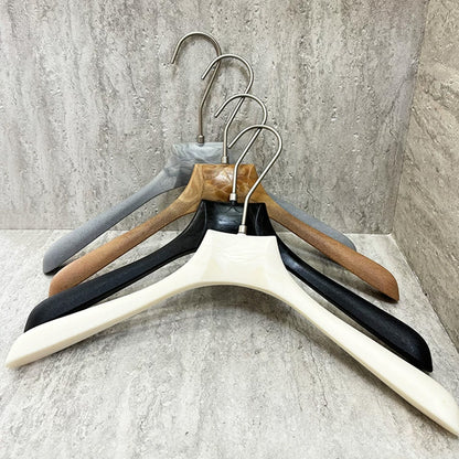 Custom ABS Wood Grain Resin Hangers with Clips for Boutique Stores
