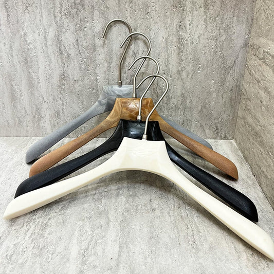 Custom ABS Wood Grain Resin Hangers with Clips for Boutique Stores