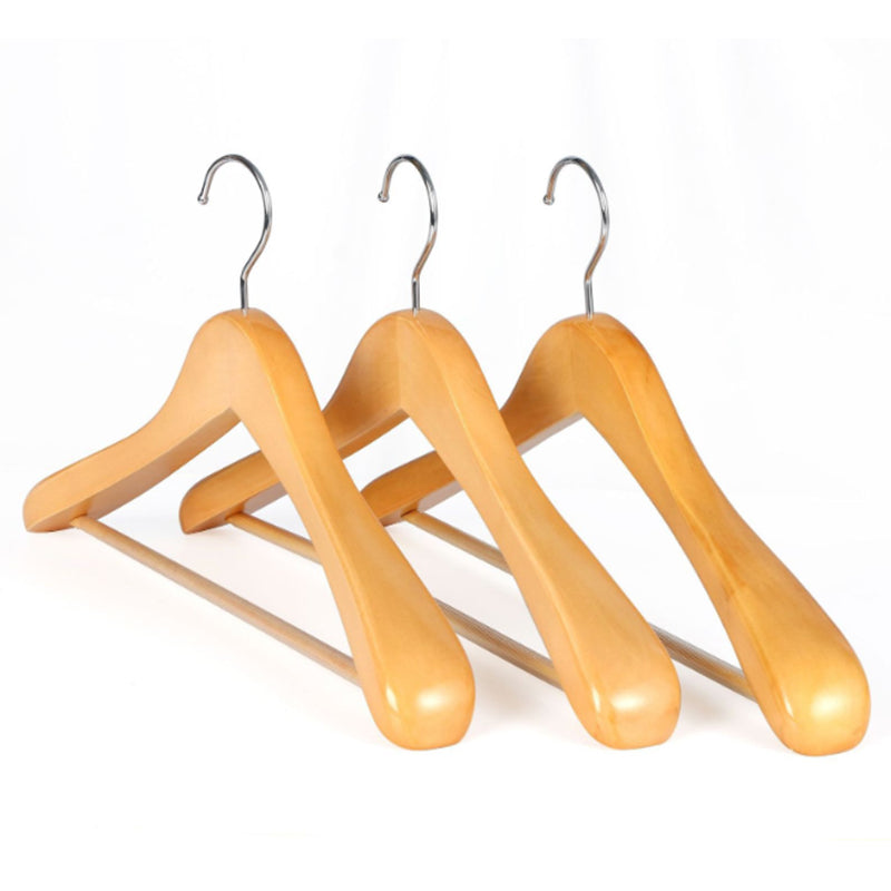 Wooden Hanger Wide Shoulder Natural Wood Finish Suit Coat Display thegarmenthanger