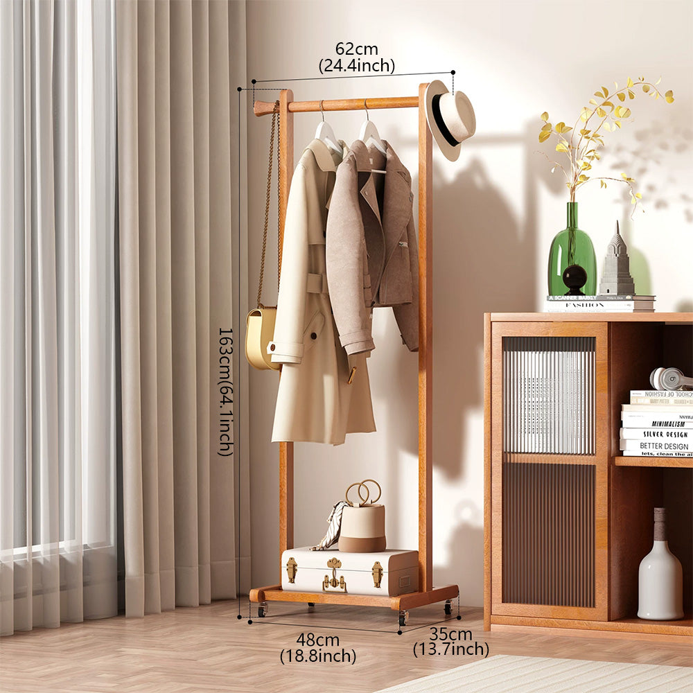 Freestanding Rolling Clothing Rack with Shelf for Bedroom, Entryway & Closet