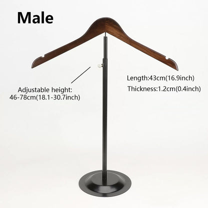 Adjustable Garment Display Stand with Wooden Hanger for Men, Women & Kids