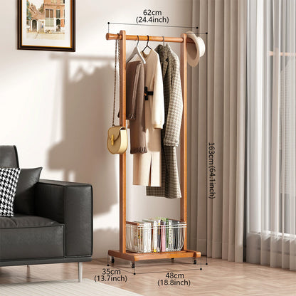 Freestanding Rolling Clothing Rack with Shelf for Bedroom, Entryway & Closet