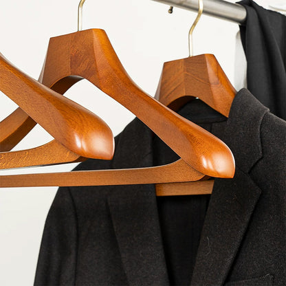 Wide Shoulder Beech Wood Suit Hangers with Trouser Bar & 360° Swivel Hook