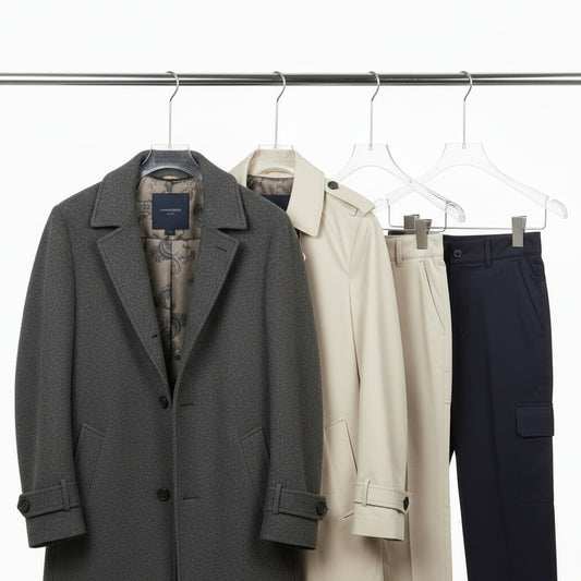 Clear Acrylic Suit Hanger with Clips - Premium Display for Complete Outfit & Pants, 50 PCS