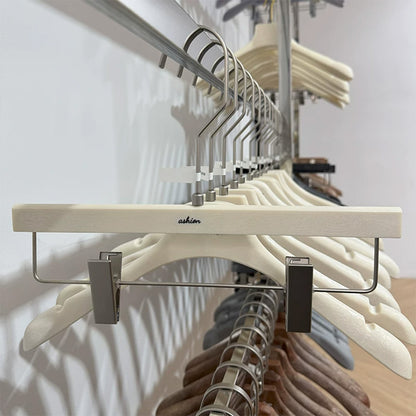 Wood Grain Resin Hangers for Pants – Non-Slip Metal Clips, Heavy Duty ABS