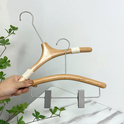 Kids Wooden Clothes Hangers and Adjustable Clip Pants Hanger