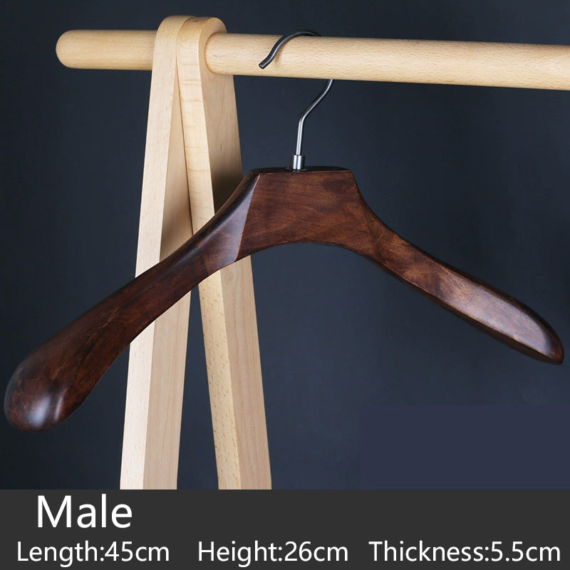 Premium Walnut Color Beech Wood Hangers - Hotel Quality Non-Slip Wide Shoulder Coat Hangers