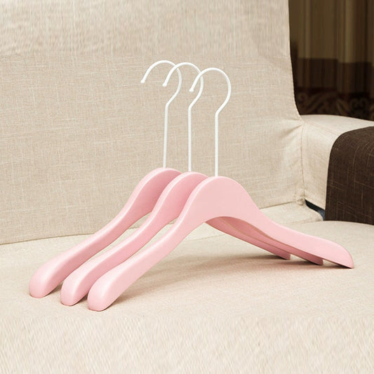 Pink Wooden Hangers Non-Slip Velvet Clothes Hanger for Women's Boutique & Home