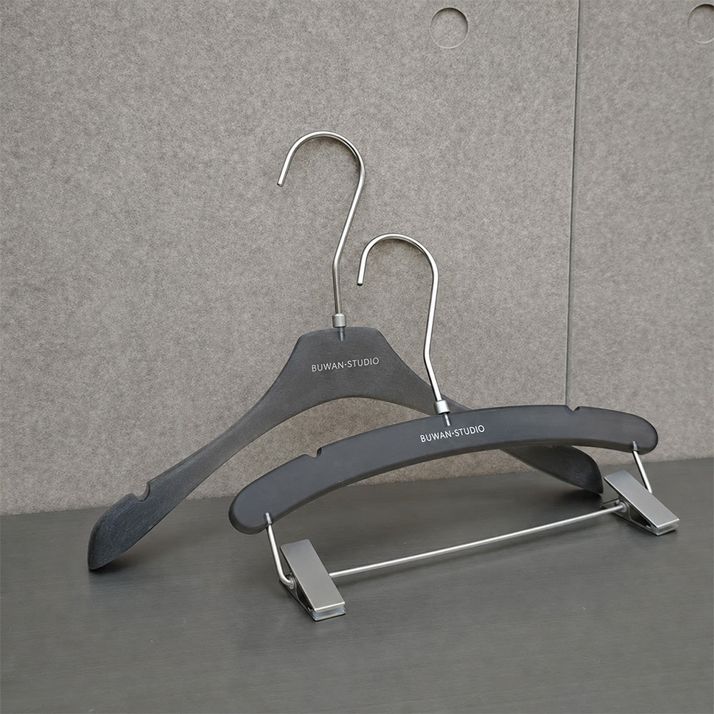 Matte Black Acrylic Hangers for Women with Clips | Custom Logo, 50 PCS
