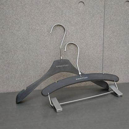 Matte Black Acrylic Hangers for Women with Clips | Custom Logo, 50 PCS