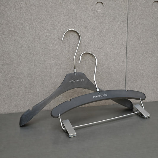 Matte Black Acrylic Hangers for Women with Clips | Custom Logo, 50 PCS