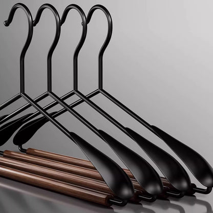 Solid Beech Wood Hangers Iron Hook - Luxury Wide Shoulder Hangers Hotel & Retail