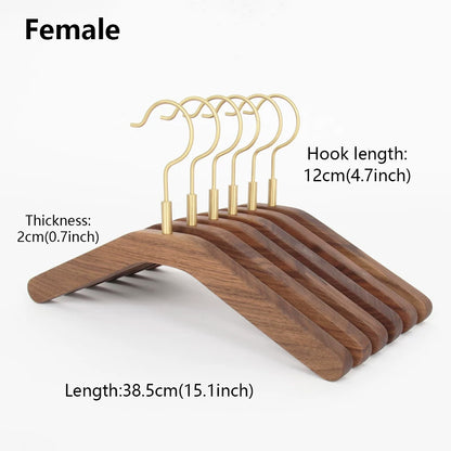 Premium Black Walnut Wood Hangers - Hotel Quality Non-Slip Wide Shoulder Coat Hangers