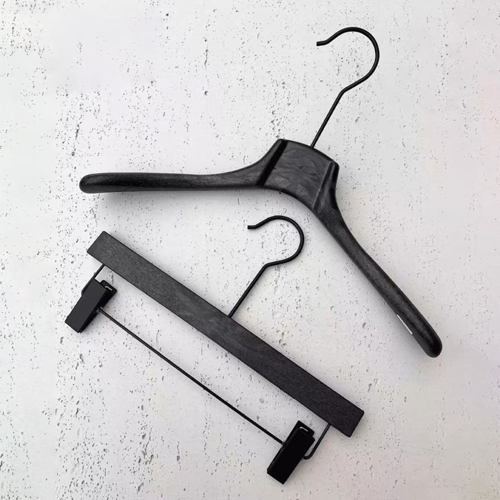 Custom Logo Black ABS Resin Suit and Pants Hanger for Boutiques