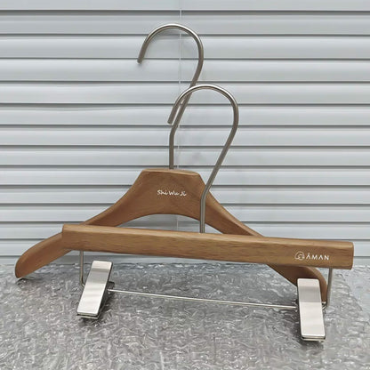 Walnut Oak Children's Hangers Set - Boutique Quality with Logo Customization