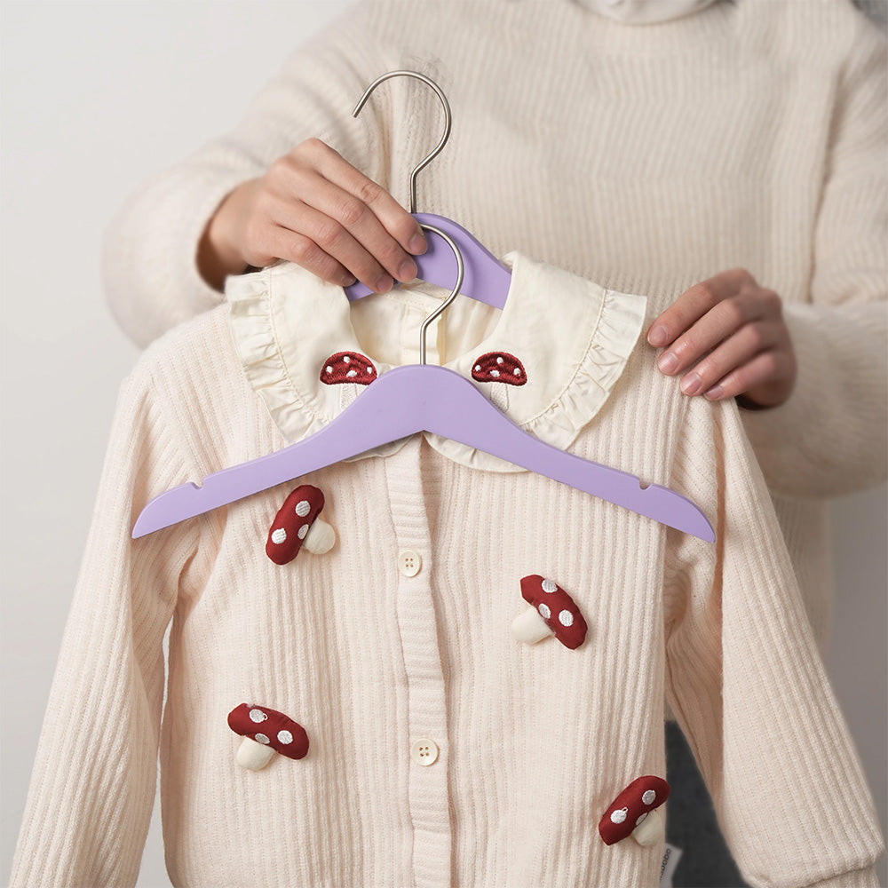 Colored Kids Wooden Hangers with 360° Swivel Hooks | Solid Beech Wood