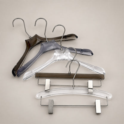 Transparent Acrylic Clothes & Pants Hangers for Boutiques – 50 Pack