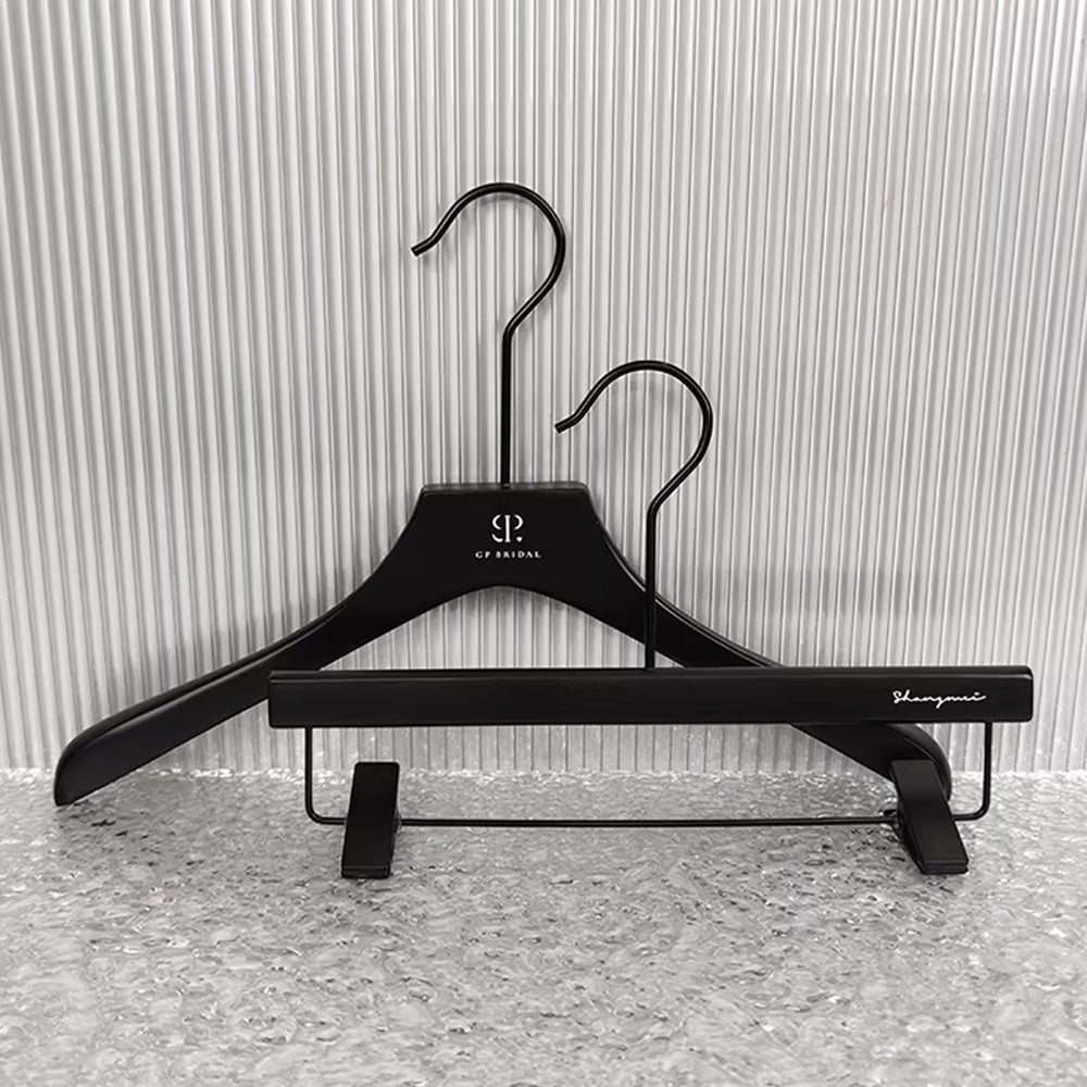 Premium Black Wood Hangers Non-Slip Luxury Hotel Hangers for Suits - thegarmenthanger