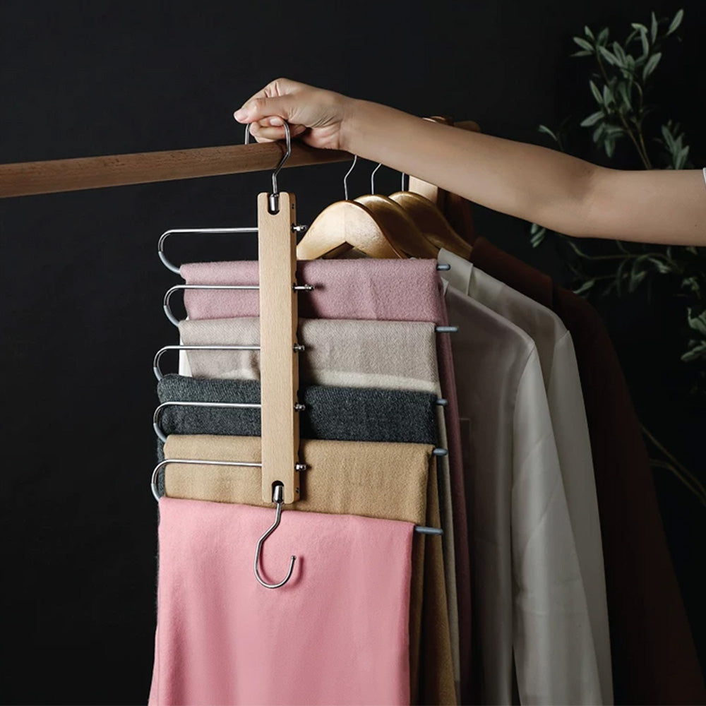 Folding Multi-Layer Pants Hanger for Small Closets and Wardrobe Organization