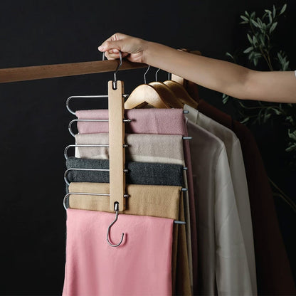 Folding Multi-Layer Pants Hanger for Small Closets and Wardrobe Organization