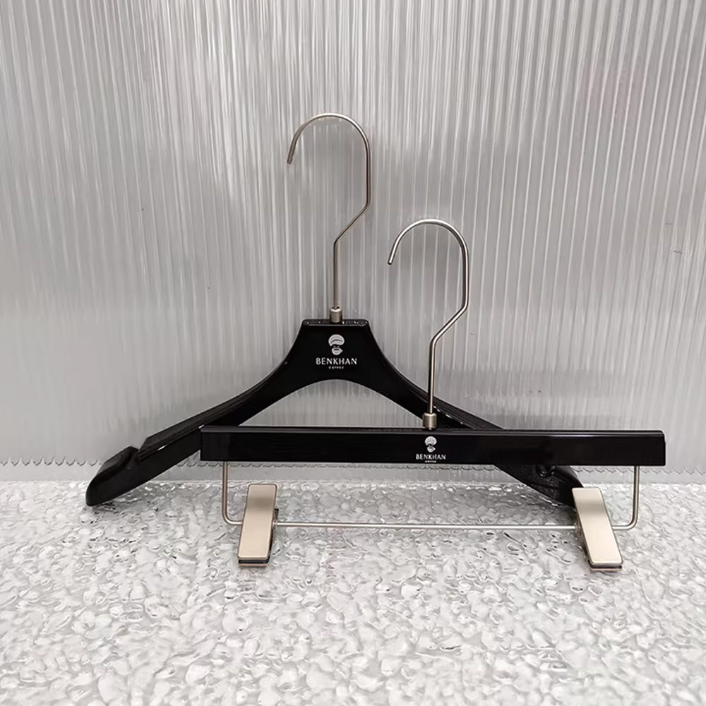 Black Acrylic Hangers with Clips – Premium Closet & Boutique Display Organizer