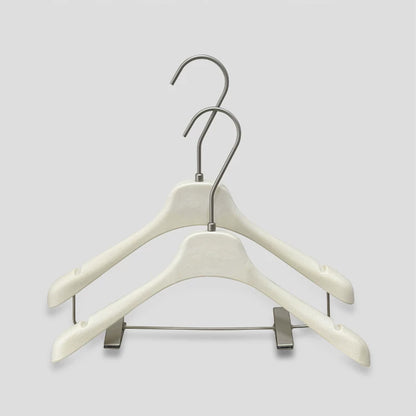 Wholesale Ivory ABS Resin Clothes Hangers with Custom Logo & Adjustable Clips