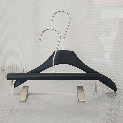 Black Wooden Kids Hangers & Pant Hangers with Adjustable Clips | Custom Logo