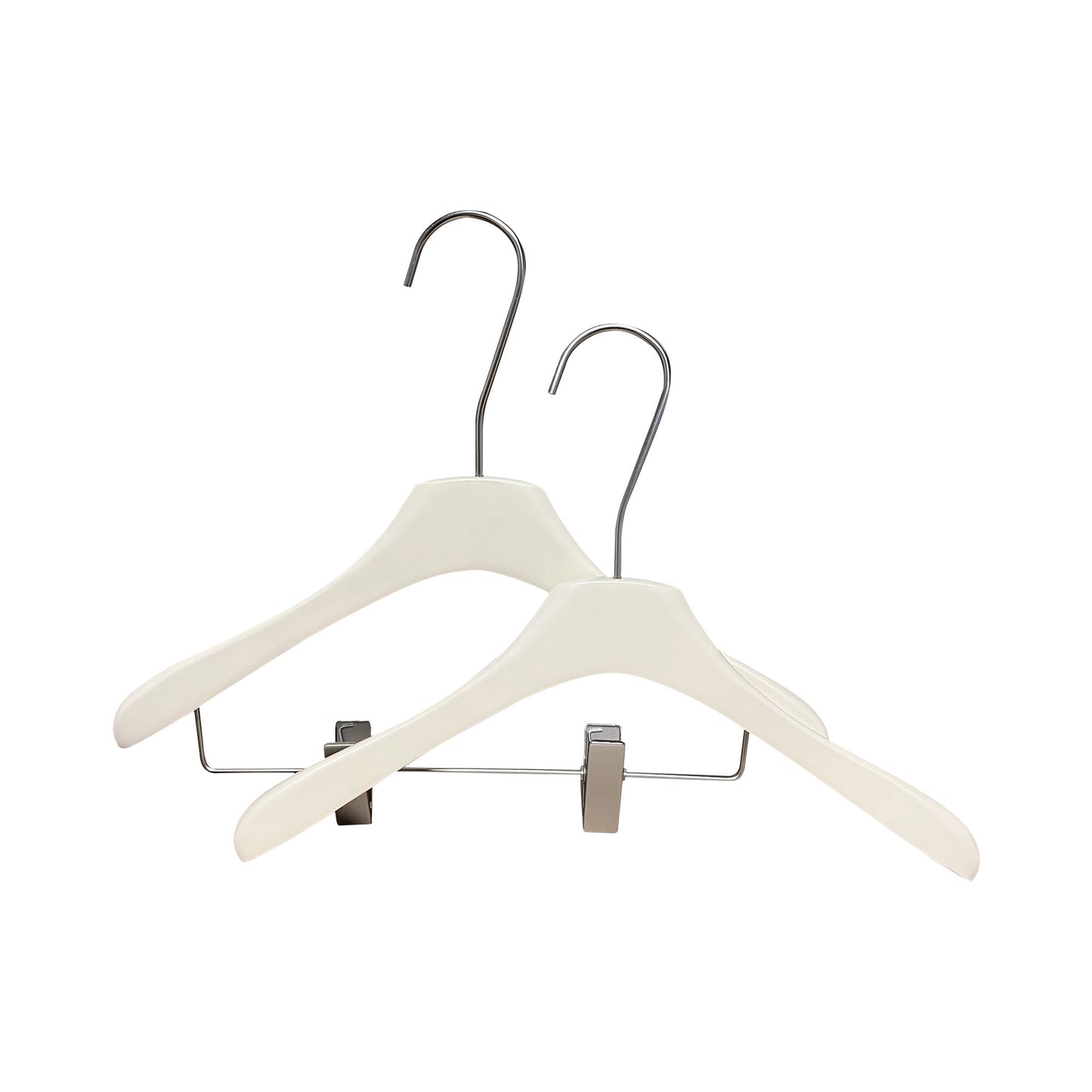 Solid Wood Clothes Hangers with Clips – White Wood Hangers for Suit, Coat & Dress