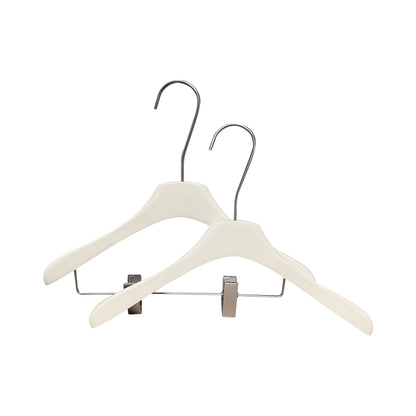 Solid Wood Clothes Hangers with Clips – White Wood Hangers for Suit, Coat & Dress