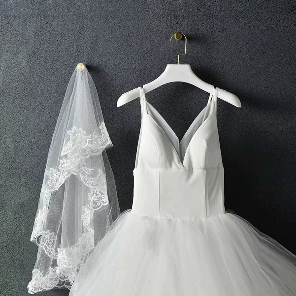 White Velvet Wedding Dress Hangers - Custom Logo Non-Slip | TheGarmentHanger