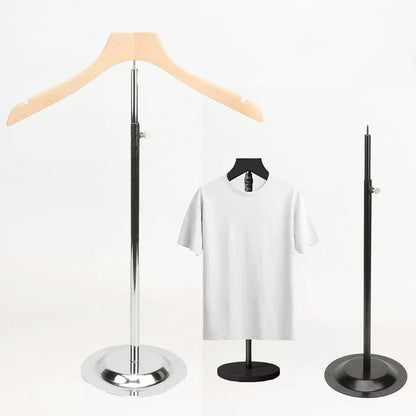 Adjustable Garment Display Stand with Wooden Hanger for Men, Women & Kids