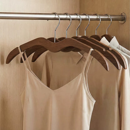 Short-Neck Solid Wood Hanger, M-Shaped Non-Slip Space-Saving Clothes Hanger