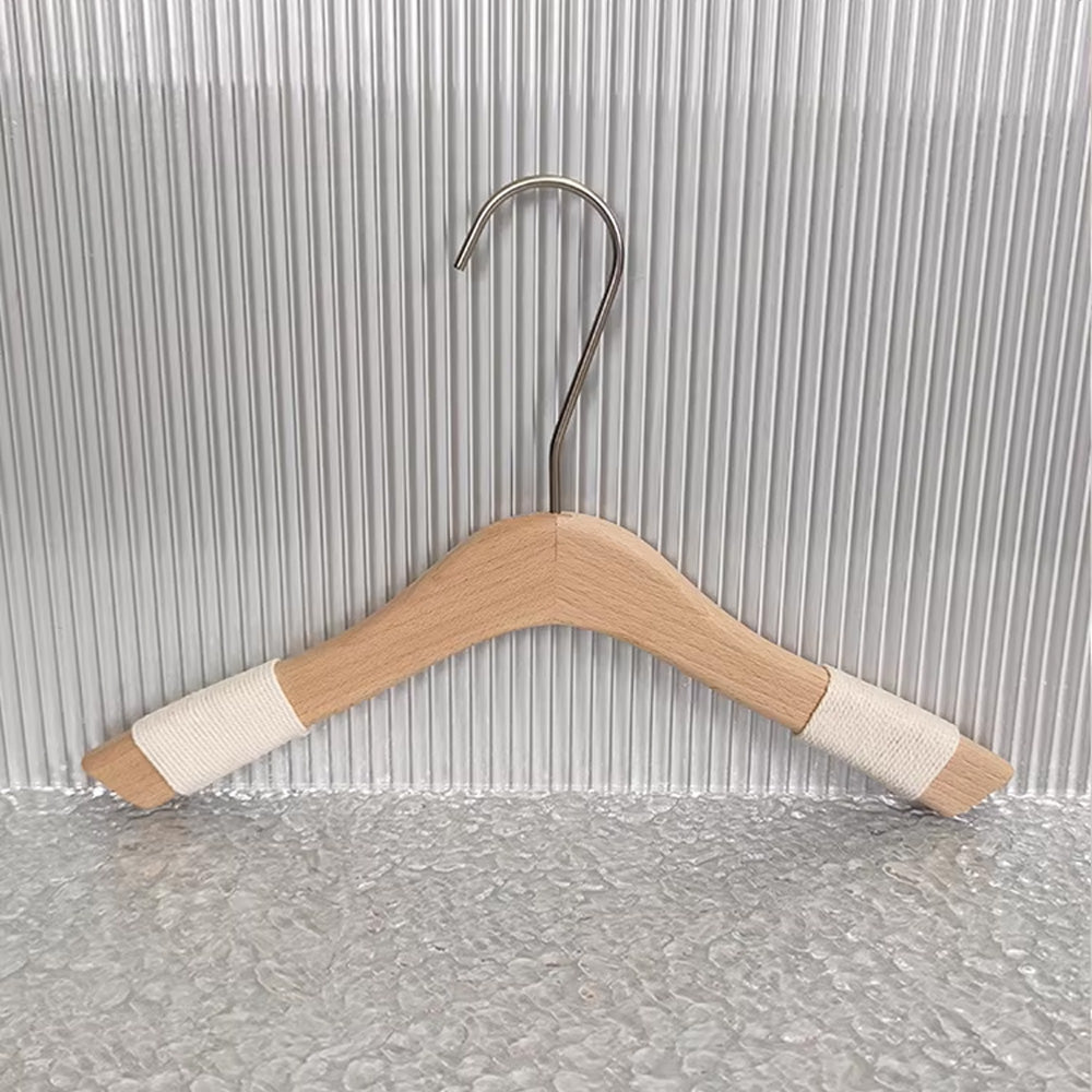 Non-Slip Beech Wood Hangers with Clips for Boutique Custom Logo Available