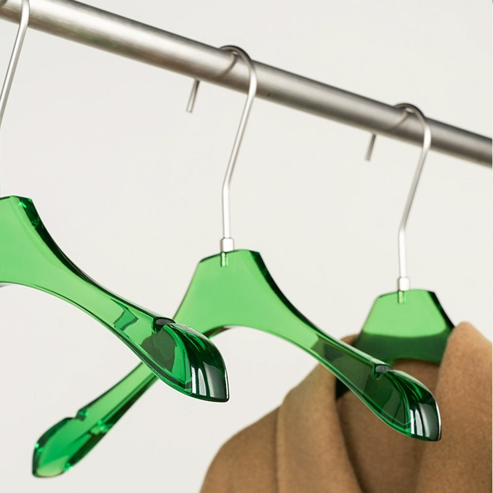 Custom Green Acrylic Hangers with Logo | Wholesale Clothing Hangers