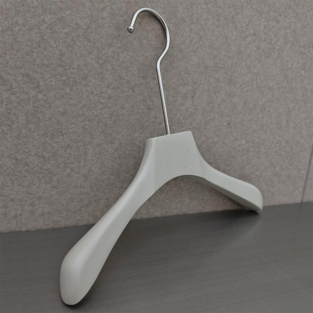 Wholesale Gray Wooden Kids Clothes Hangers with Adjustable Clips