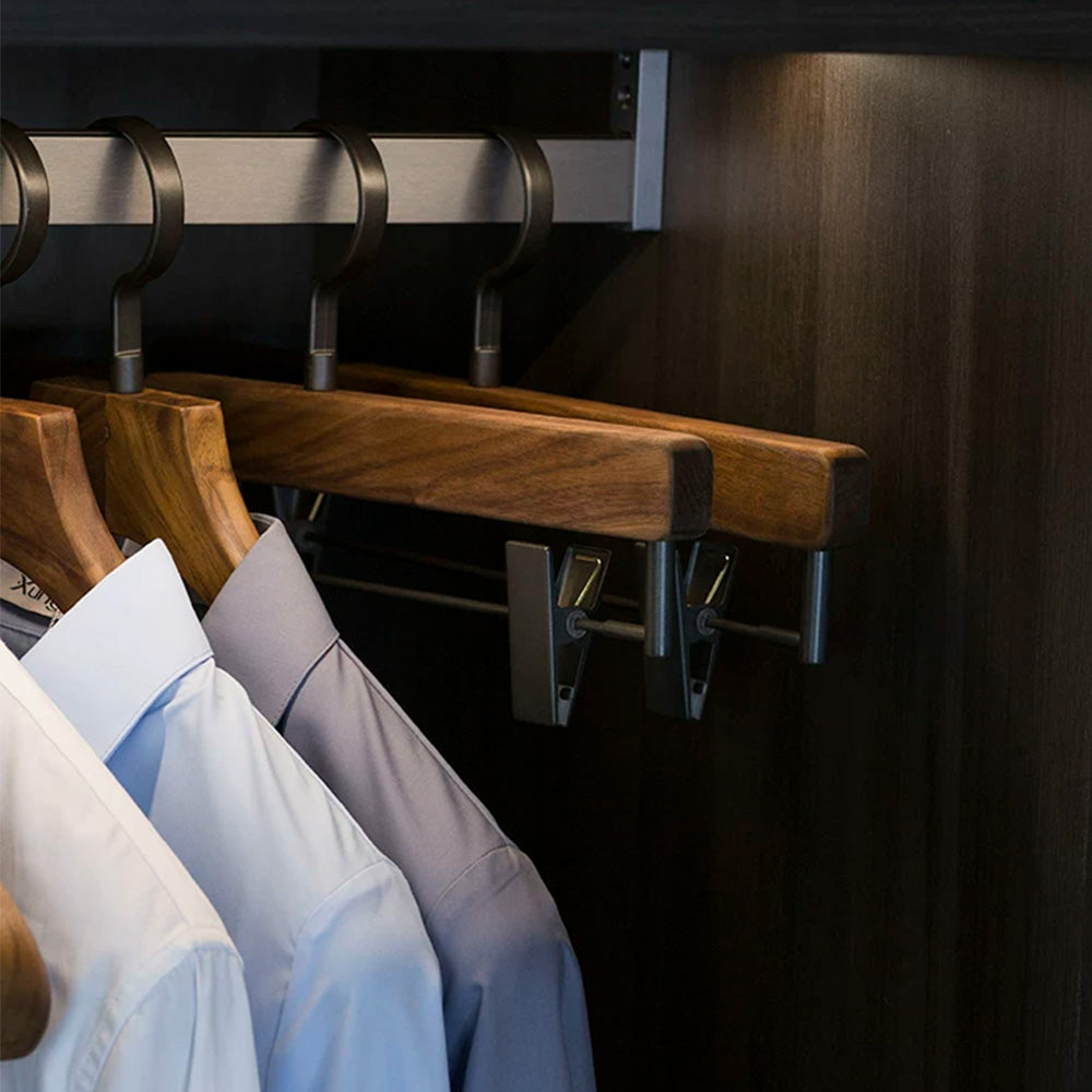 Solid Black Walnut Wooden Hangers for Suits, Pants, Scarves & Handbags