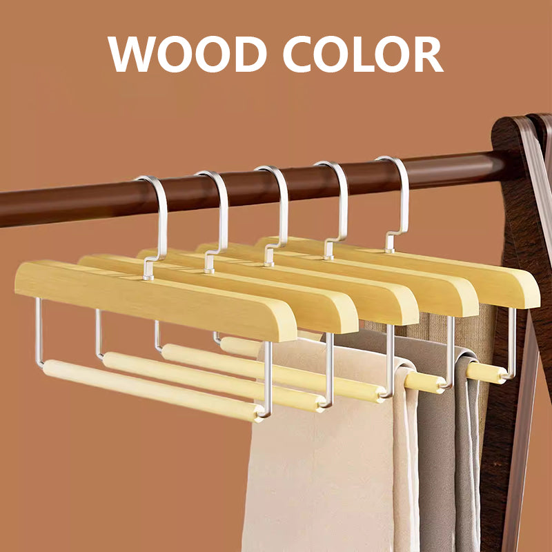 Luxury Wood Trouser Hanger - Velvet Anti-Slip Pants Rack for Wrinkle-Free Garment Care