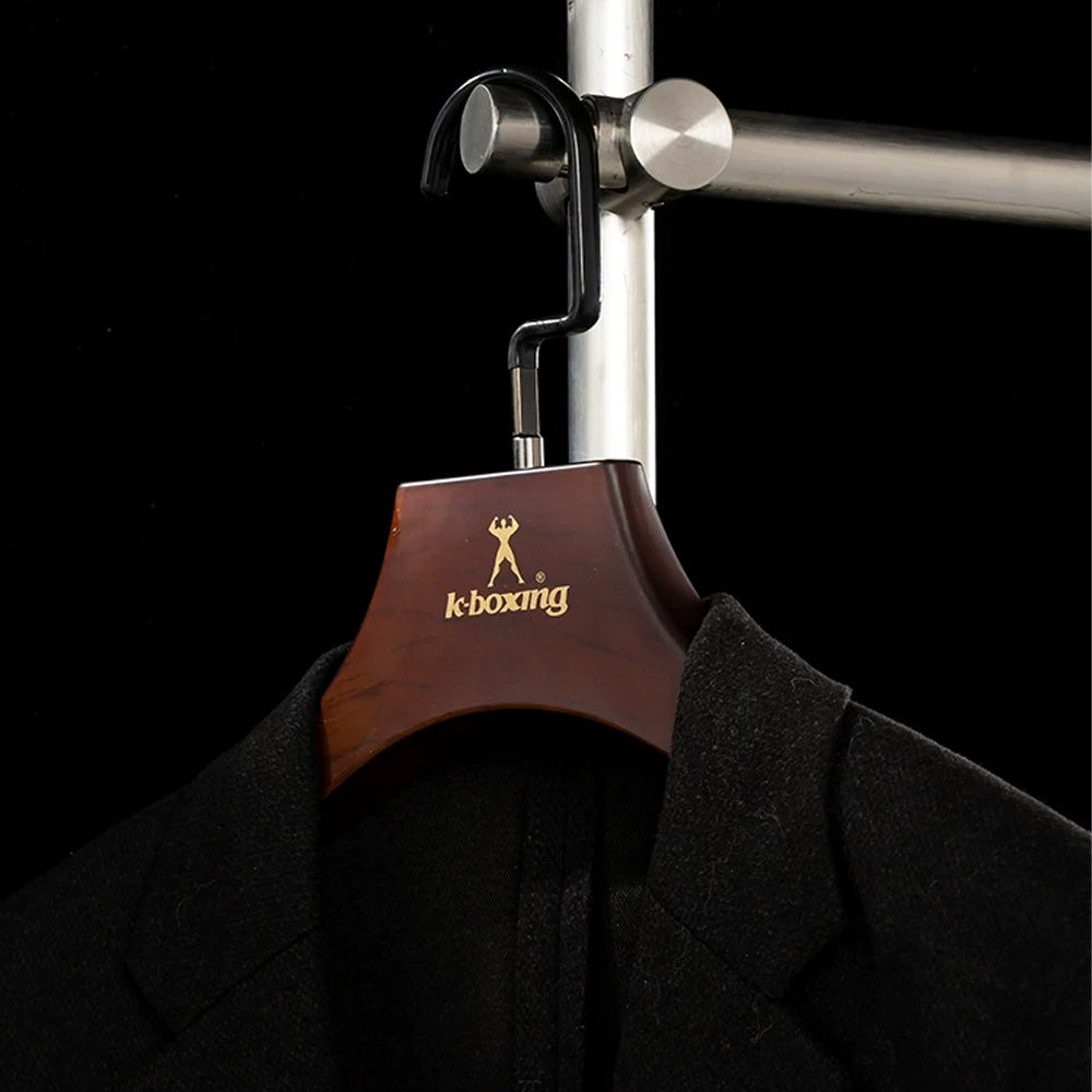 Wide Shoulder Plastic Hangers, Wood-Grain Finish, 360° Swivel Hooks, 50 Pack