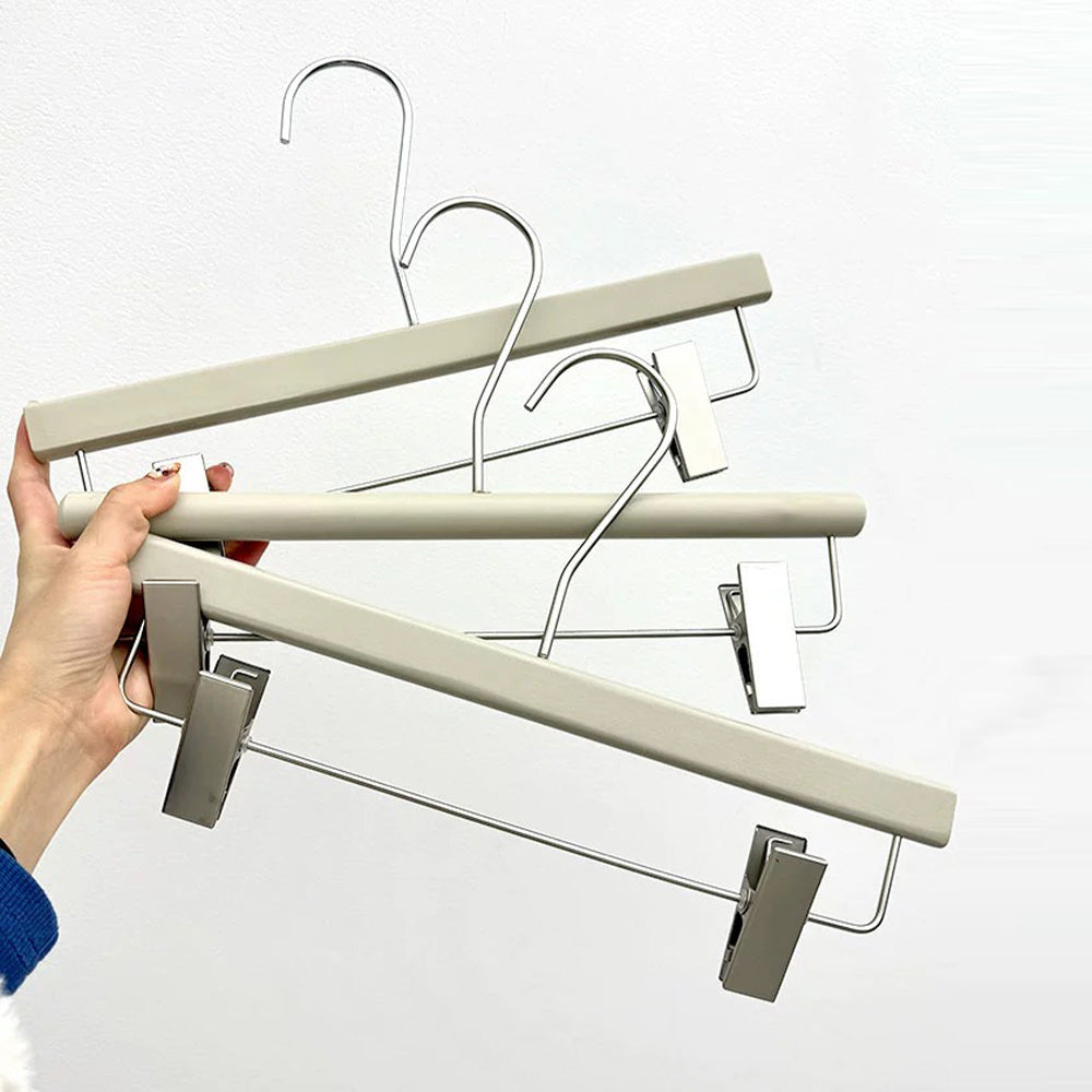 Matte Gray Wooden Hangers Non-Slip | Clothes & Pants Hanger 4 Styles