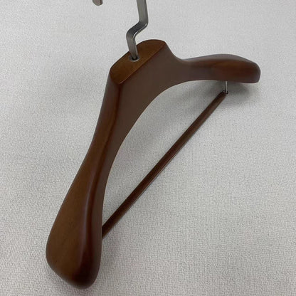 Solid Wood Hangers for Coats and Suits – Wide Shoulder Beech Hanger with Double Pants Bar