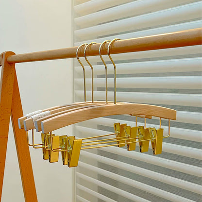 Wood Hanger Pants Clips for Women | Long Hook | No-Mark | Gold Silver Black