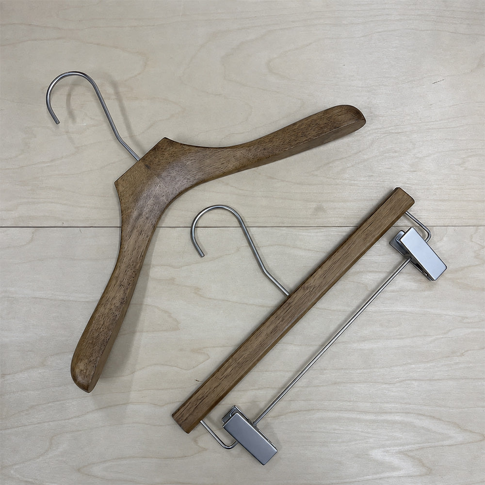 Wholesale Vintage Rubberwood Clothes & Pants Hangers | Custom Logo