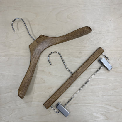 Wholesale Vintage Rubberwood Clothes & Pants Hangers | Custom Logo